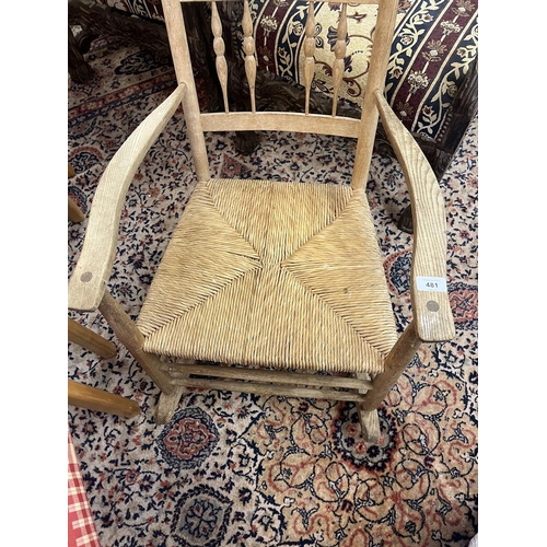 481 - Ash rush seated rocking chair