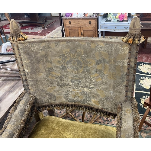 483 - Antique Gothic X framed chair