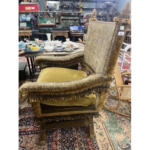 483 - Antique Gothic X framed chair