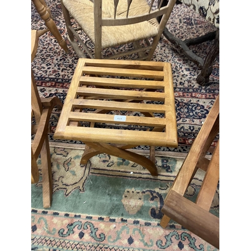 484 - 2 teak chairs & stool