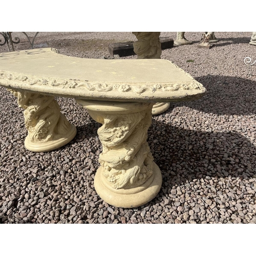 494 - Circular stone garden table with bench