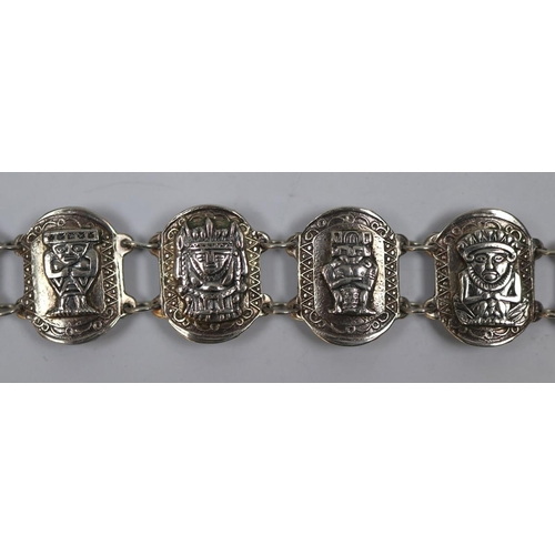 73 - Vintage Aztec / Mayan design silver bracelet