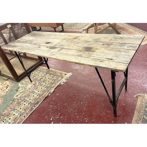 369 - Vintage folding trestle table