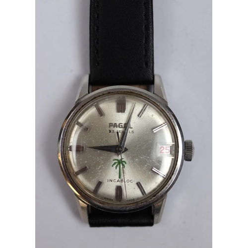 109 - Vintage Swiss made Pagol manual date watch working