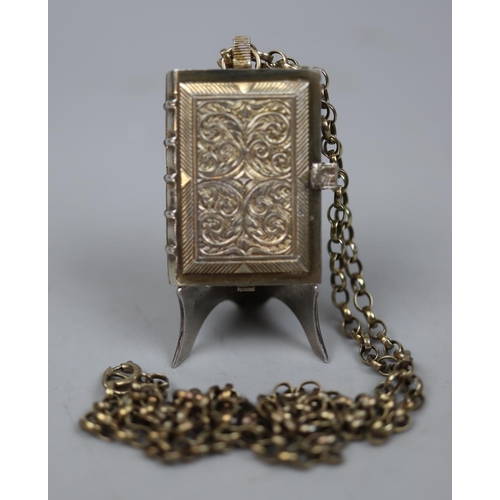 13 - St James House Company silver & gilt book form watch with chain