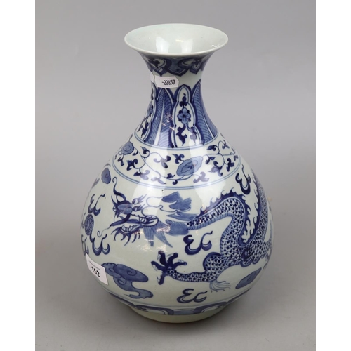 152 - Chinese blue & white dragon vase - Approx height 29cm