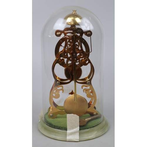 161 - Thwaites & Reed skeleton clock in glass dome with marble base