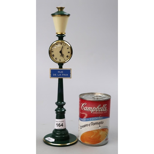 164 - Vintage Jaeger LeCoultre table clock Rue De La Paix Street Lamp working - Approx height: 28cm