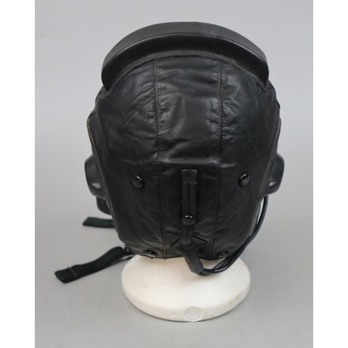171 - 1982 Russian MIG pilots leather flying helmet (inner), comms headphones and cables. Unissued