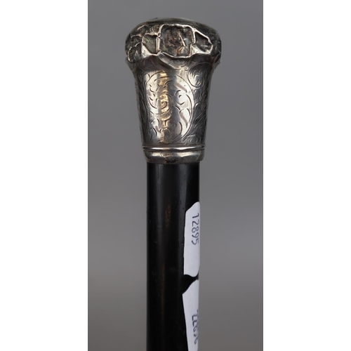 175 - Silver topped ebonised walking stick
