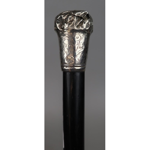 175 - Silver topped ebonised walking stick