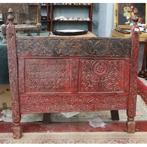 208 - Antique carved Indian headboard