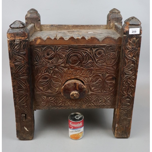 209 - Antique carved Indian chest - Approx size: W: 49cm D: 36cm H: 53cm