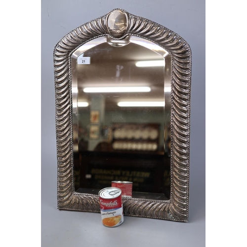 21 - Large silver framed mirror - Approx size: 62cm x 42cm