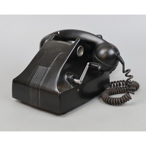 217 - 1930s Art Deco Bakelite phone with hand crank