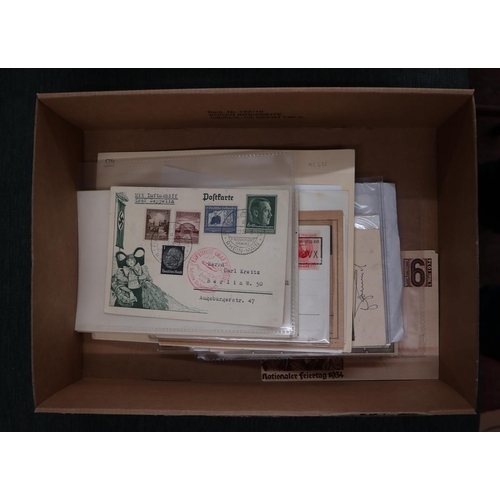 238 - Stamps - Germany box with Hitler related covers & postcards