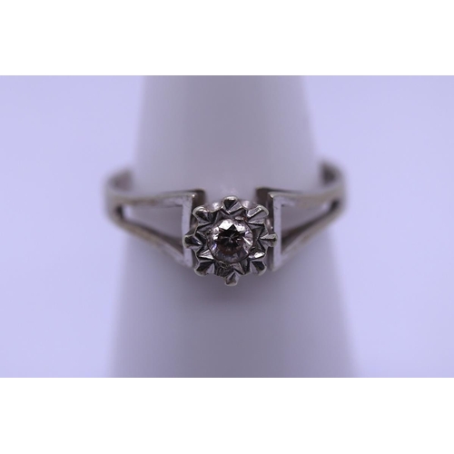 26 - White gold diamond solitaire ring - Size L