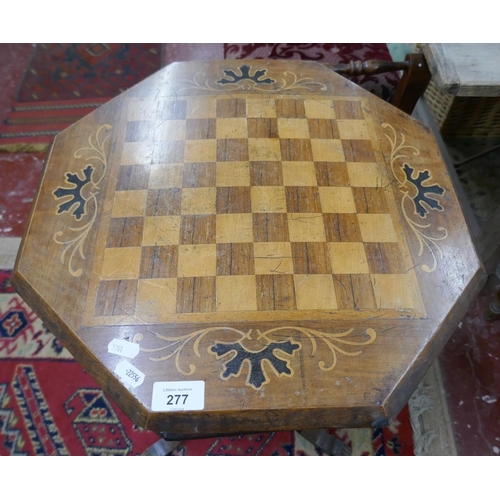 277 - Inlaid octagonal chess board sewing table