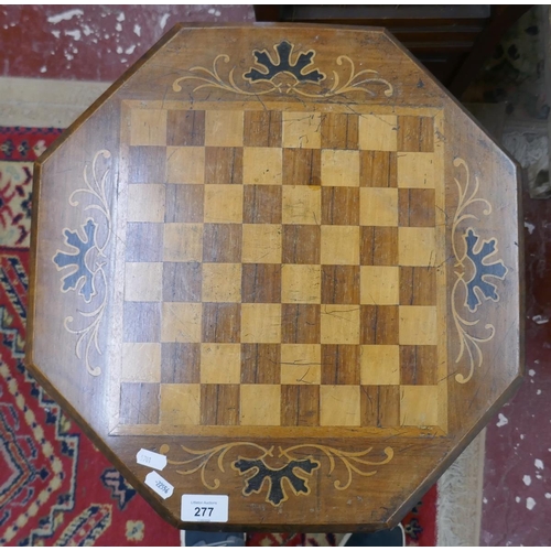 277 - Inlaid octagonal chess board sewing table