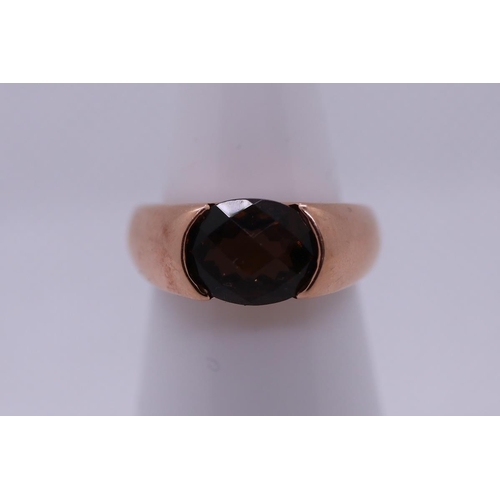 28 - Rose gold faceted topaz ring - Size P