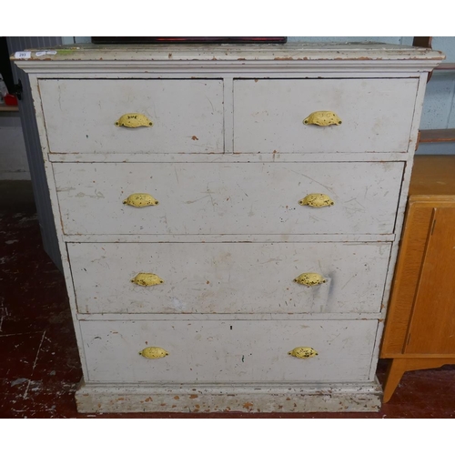 293 - Vintage painted pine 2 over 3 chest of drawers - Approx size: W: 111cm D: 47cm H: 125cm