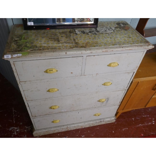 293 - Vintage painted pine 2 over 3 chest of drawers - Approx size: W: 111cm D: 47cm H: 125cm