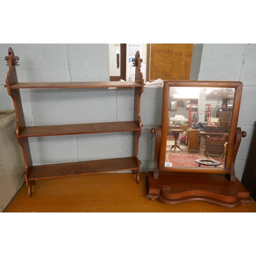 295 - Victorian vanity mirror together with wall shelves