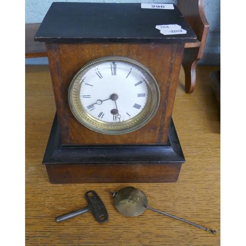 296 - Inlaid mantel clock in working order