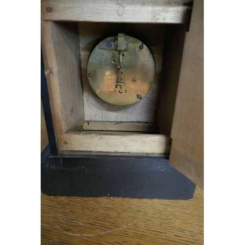 296 - Inlaid mantel clock in working order