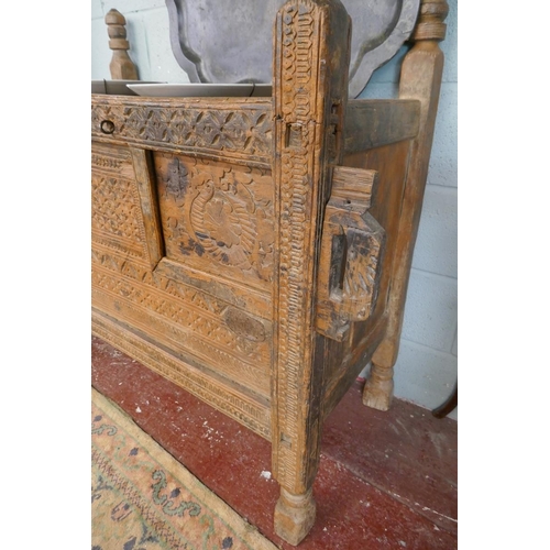 306 - Carved antique Indian dowry chest - Approx size: W: 125cm D: 53cm H: 116cm