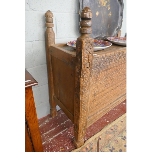 306 - Carved antique Indian dowry chest - Approx size: W: 125cm D: 53cm H: 116cm