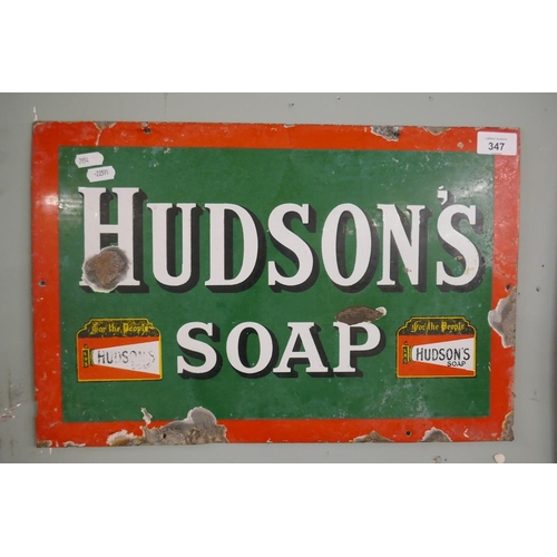 347 - Original enamel sign - Hudson Soap - Approx size: 46cm x 30cm