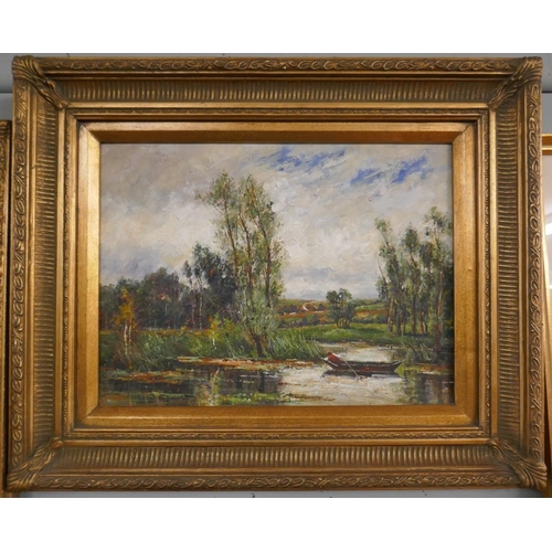 359 - Oil on board - Pair of river scenes - Approx image size: 39cm x 29cm