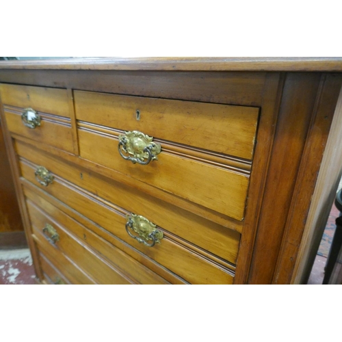 374 - Satin-walnut chest of drawers - Approx size: W: 107cm D: 50cm H: 104cm