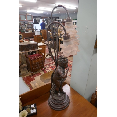 379 - Cherub style lamp - Approx height: 83cm