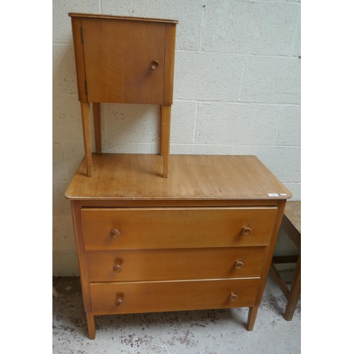 416 - Gordon Russell chest of drawers and bedside cabinet