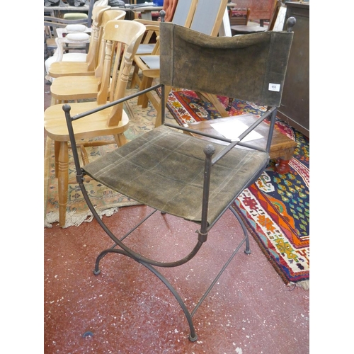 455 - Wrought iron and leather X chair