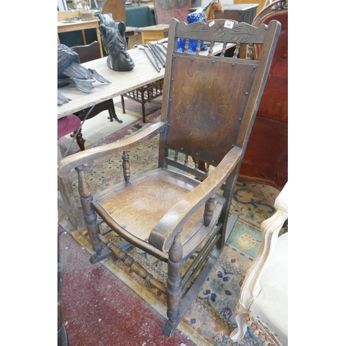 458 - Edwardian poker work rocking chair