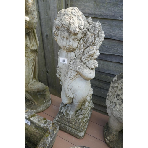 485 - Stone cherub figure - Approx height: 72cm