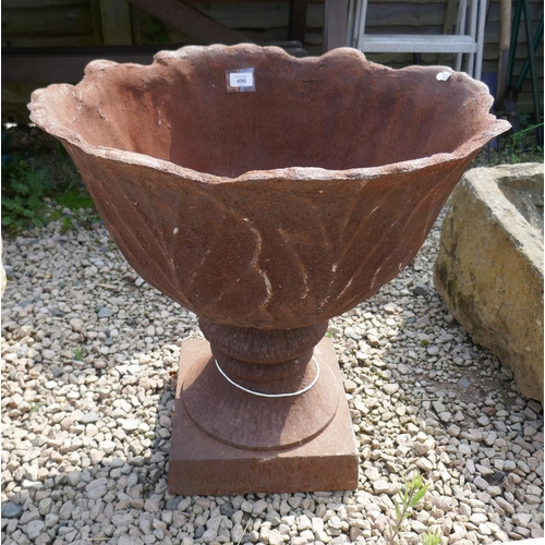 496 - Large cast iron pedestal planter - Approx height: 62cm