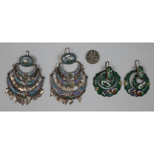 69 - 2 pairs of enamel earrings