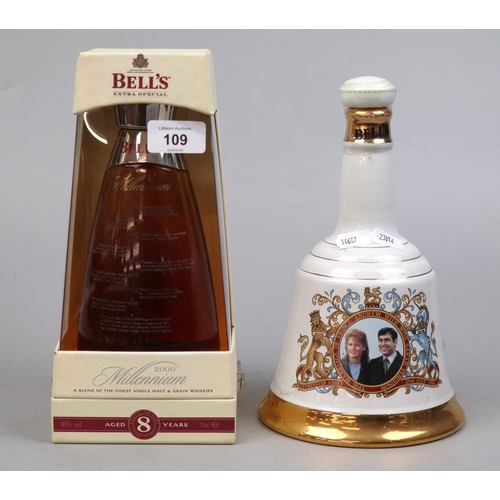 109 - 2 bottles of Bell's Whiskey to include Millennium bottle