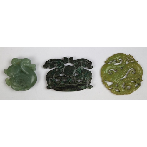 128 - 3 small Chinese stone carvings to include jade