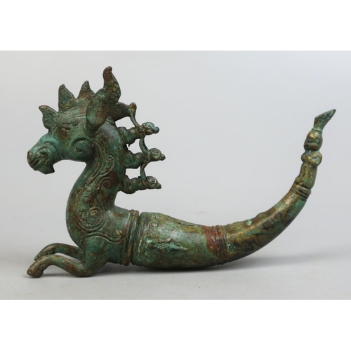 143 - Antique Indonesian bronze nut holder great patina - Approx 20cm head to tail