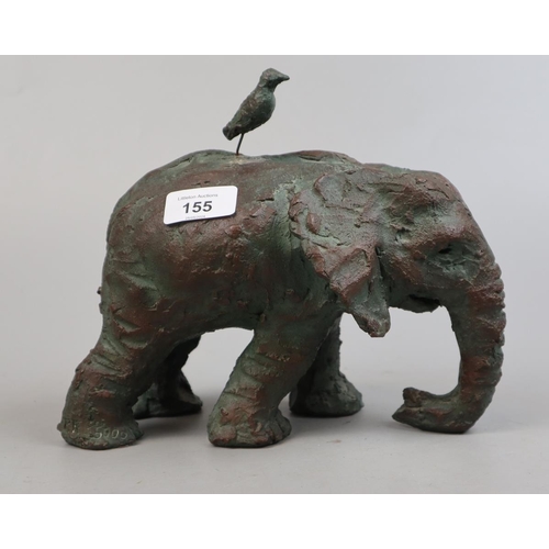 155 - Bronze clay elephant sculpture