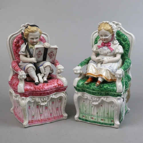 161 - Pair of Bohemian tobacco jars - Seated children