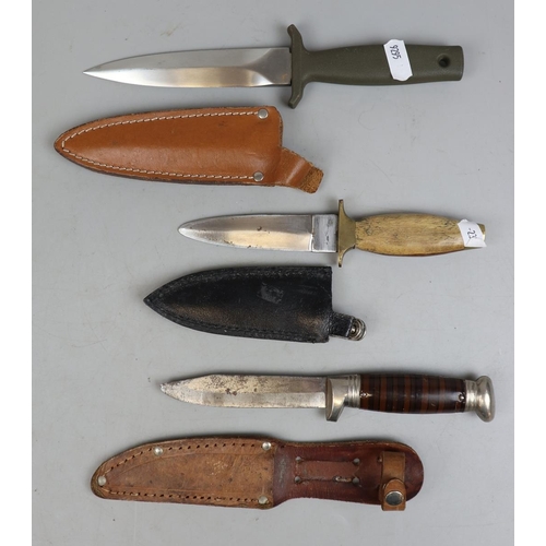 175 - Richards 'Tent' Brand Sheath Knife, 1 Gerber style ' Legionnaire' Boot knife, plus one other Boot Kn... 
