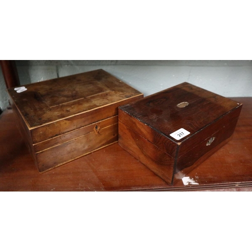 217 - 2 wooden jewellery boxes