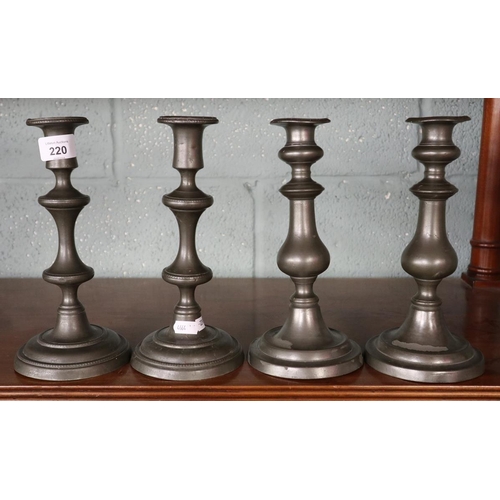 220 - 4 pewter candlesticks