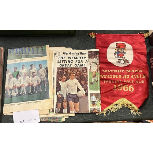 233 - 1966 World Cup flag and ephemera